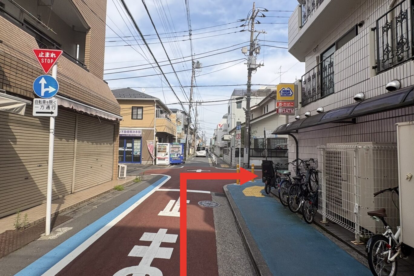ミニストップが見えたら右折する道順